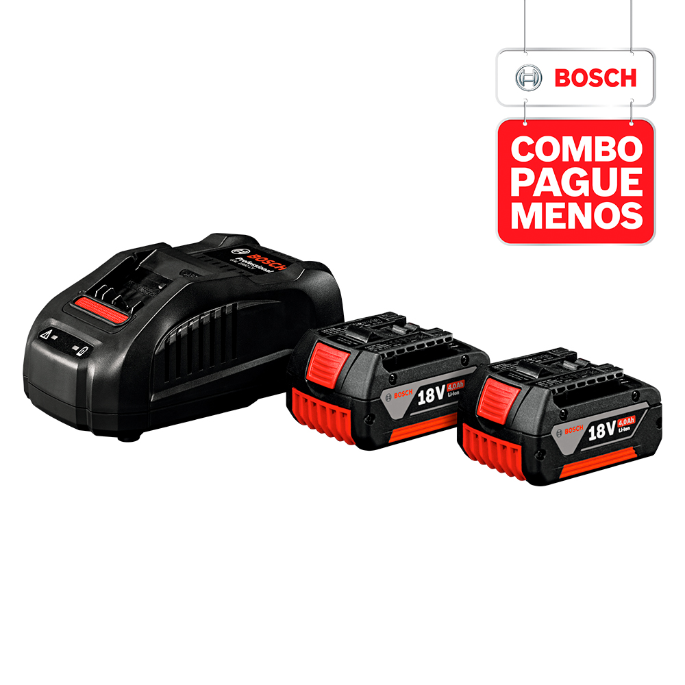 Combo Martelete Perfurador a Bateria Bosch GBH 180-LI SDS-Plus, com 2 baterias 18V 4,0Ah 1 carregador rápido 220V e 1 bolsa de transporte